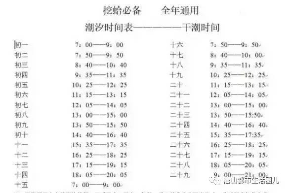 曹妃甸2017最新潮汐表：2017曹妃甸最新潮汐信息表